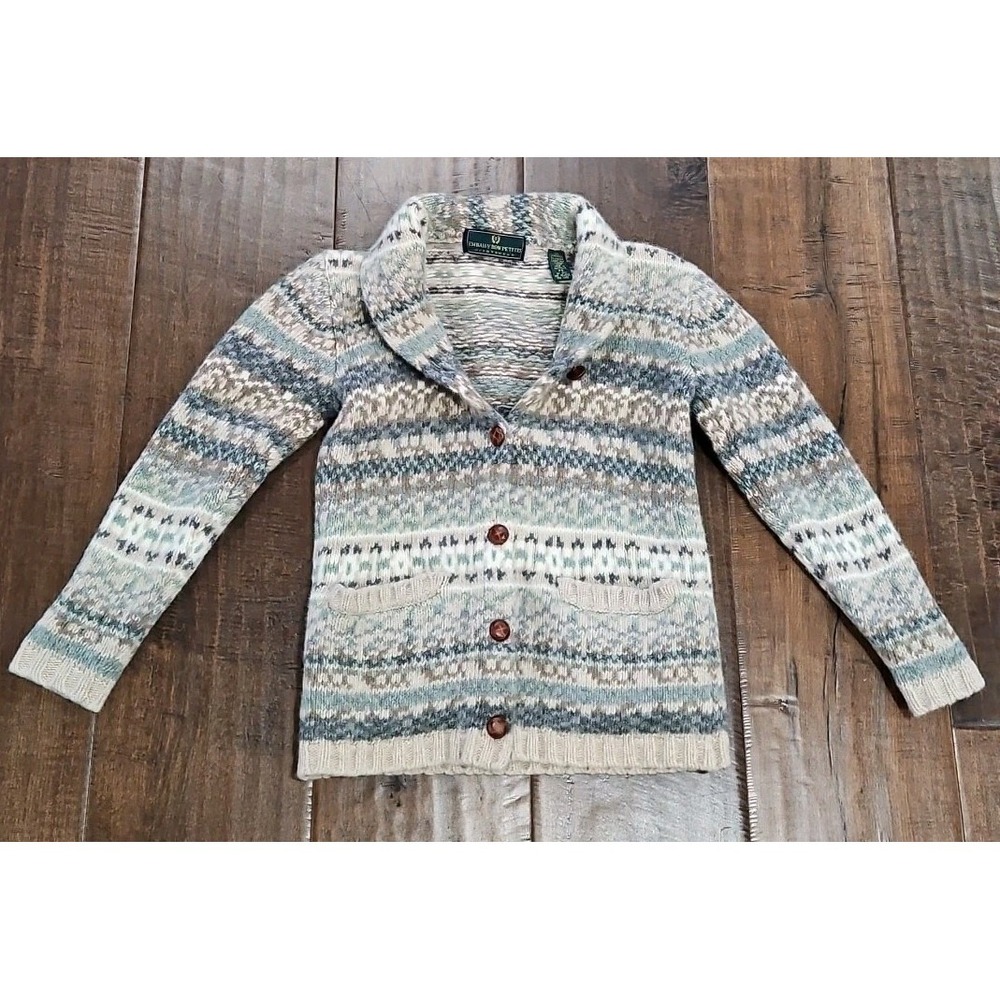 Vintage Embassy Row Petites Womens PS Button Down 96% wool 3% Rabbit